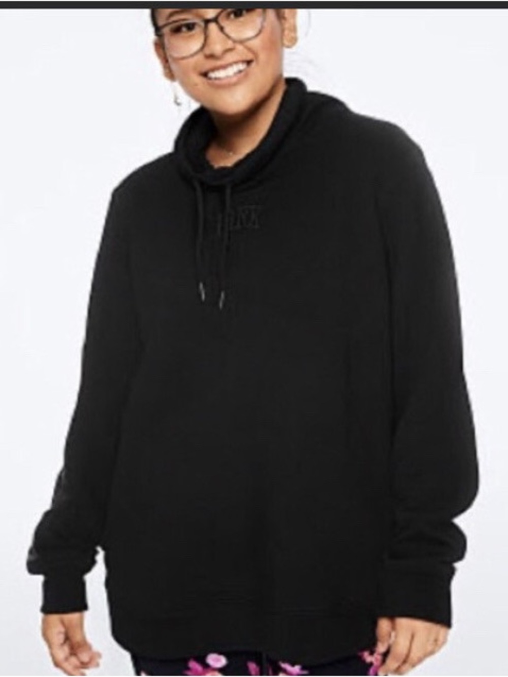 Victoria’s Secret PINK Black Cowl Neck Hoodie With Fleece Lining